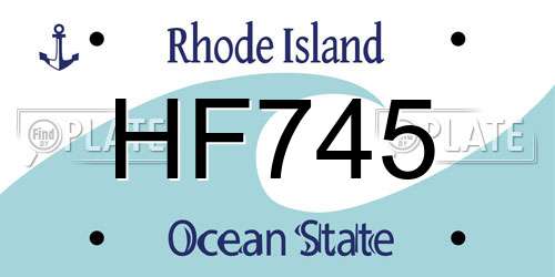 HF745 Rhode Island License Plate