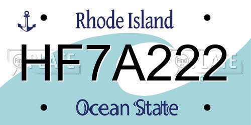 HF7A222 Rhode Island License Plate