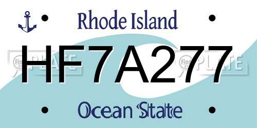 HF7A277 Rhode Island License Plate