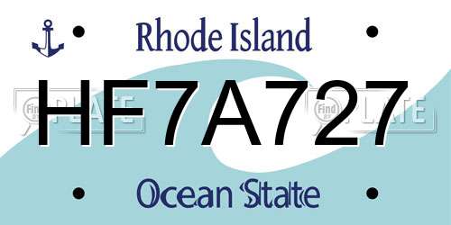 HF7A727 Rhode Island License Plate