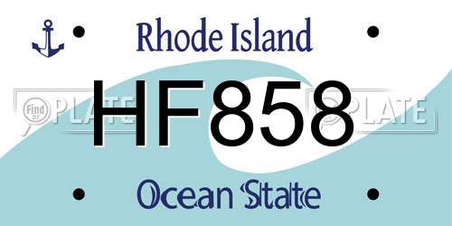 HF858 Rhode Island License Plate