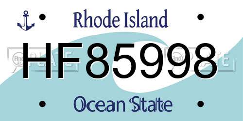 HF85998 Rhode Island License Plate