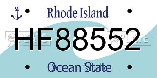 HF88552 Rhode Island License Plate