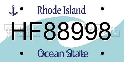 HF88998 Rhode Island License Plate