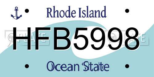 HFB5998 Rhode Island License Plate