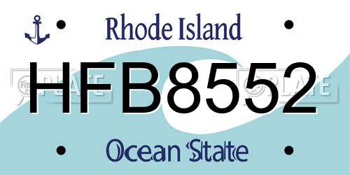 HFB8552 Rhode Island License Plate
