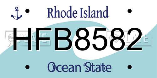 HFB8582 Rhode Island License Plate