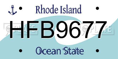 HFB9677 Rhode Island License Plate