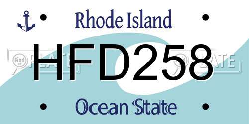 HFD258 Rhode Island License Plate
