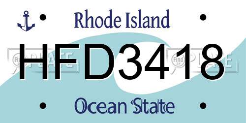 HFD3418 Rhode Island License Plate