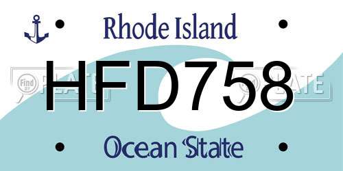 HFD758 Rhode Island License Plate
