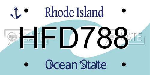 HFD788 Rhode Island License Plate