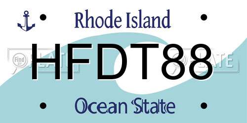 HFDT88 Rhode Island License Plate