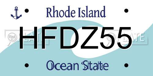 HFDZ55 Rhode Island License Plate