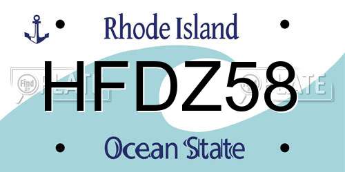 HFDZ58 Rhode Island License Plate