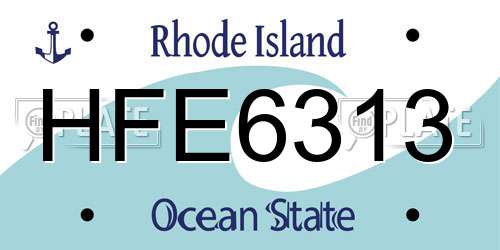 HFE6313 Rhode Island License Plate