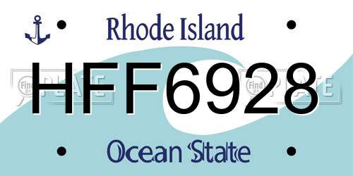 HFF6928 Rhode Island License Plate