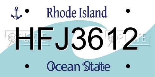 HFJ3612 Rhode Island License Plate