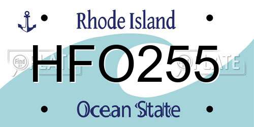 HFO255 Rhode Island License Plate