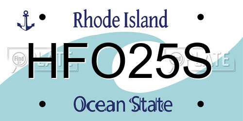 HFO25S Rhode Island License Plate