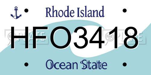 HFO3418 Rhode Island License Plate