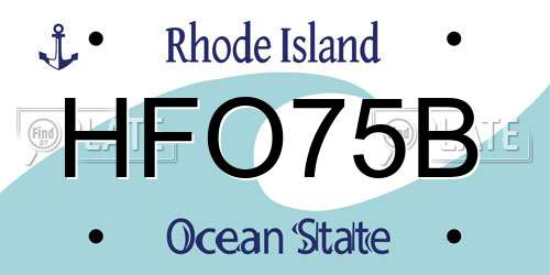 HFO75B Rhode Island License Plate
