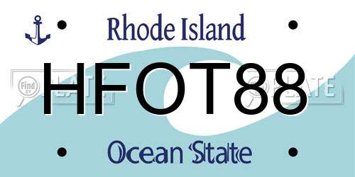 HFOT88 Rhode Island License Plate