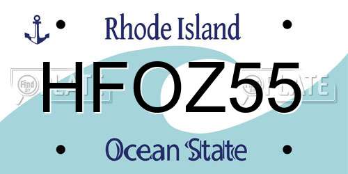 HFOZ55 Rhode Island License Plate