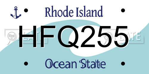 HFQ255 Rhode Island License Plate