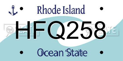 HFQ258 Rhode Island License Plate