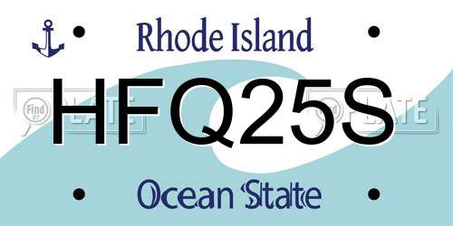 HFQ25S Rhode Island License Plate