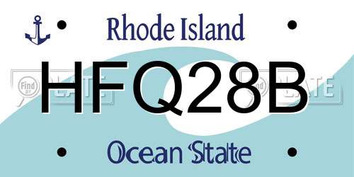 HFQ28B Rhode Island License Plate