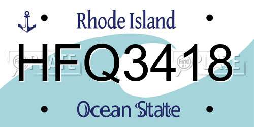 HFQ3418 Rhode Island License Plate
