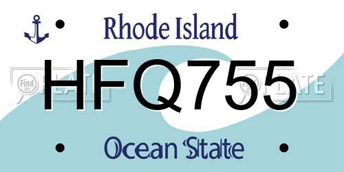 HFQ755 Rhode Island License Plate