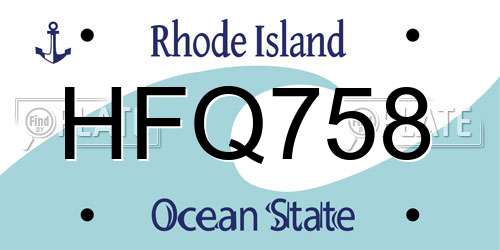HFQ758 Rhode Island License Plate