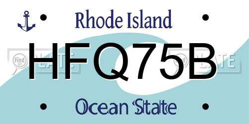 HFQ75B Rhode Island License Plate