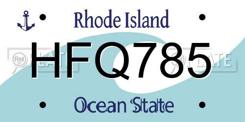 HFQ785 Rhode Island License Plate