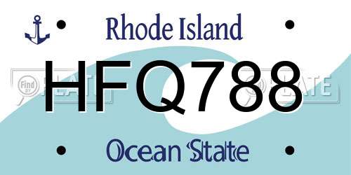 HFQ788 Rhode Island License Plate