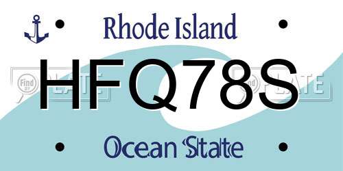 HFQ78S Rhode Island License Plate