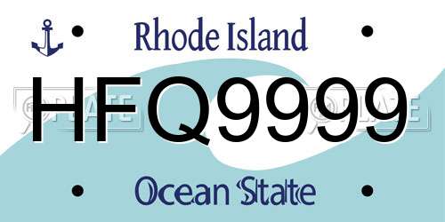 HFQ9999 Rhode Island License Plate
