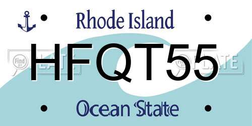 HFQT55 Rhode Island License Plate