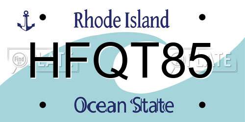 HFQT85 Rhode Island License Plate