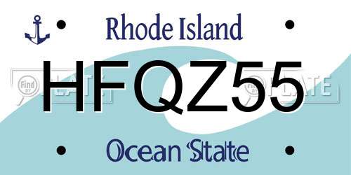 HFQZ55 Rhode Island License Plate