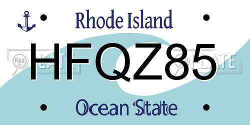 HFQZ85 Rhode Island License Plate
