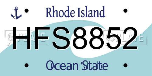 HFS8852 Rhode Island License Plate