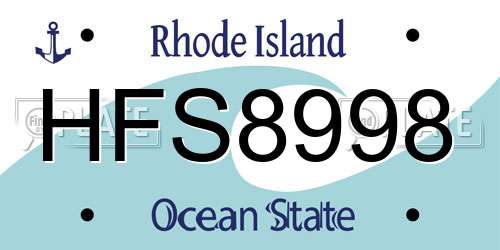 HFS8998 Rhode Island License Plate