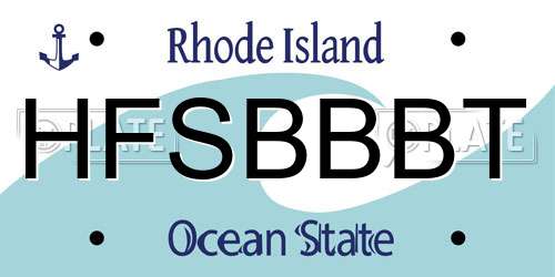 HFSBBBT Rhode Island License Plate