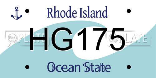 HG175 Rhode Island License Plate