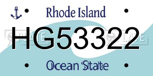 HG53322 Rhode Island License Plate