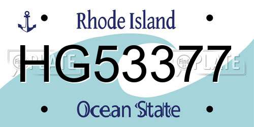 HG53377 Rhode Island License Plate